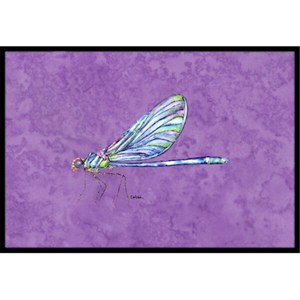 Carolines Treasures 24 x 36 in. Dragonfly On Purple Indoor Or Outdoor Doormat CA77723 - main